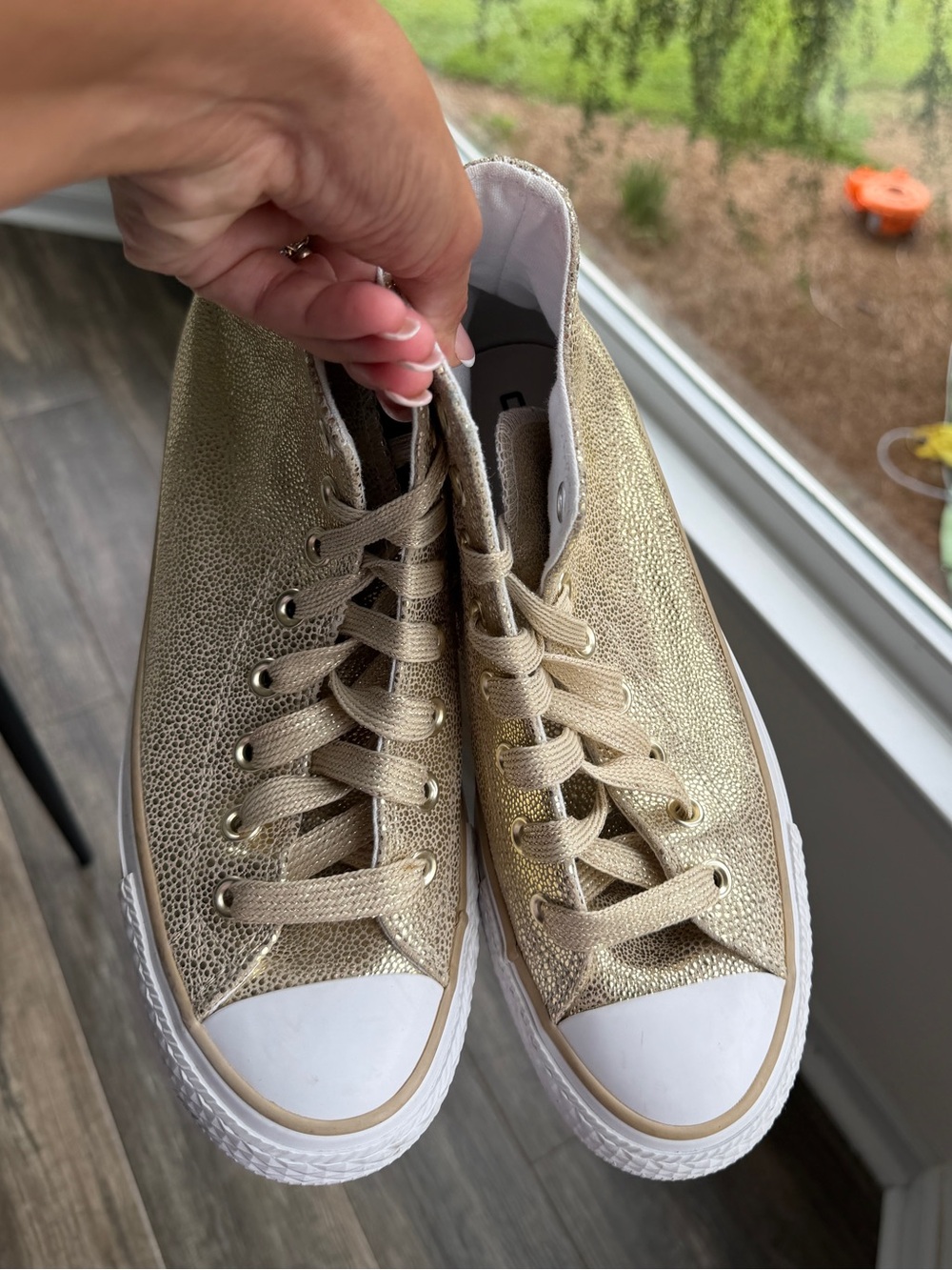 Converse All Star Hi sneakers in gold glitter #converse #glitter sz 8.5 women’s - Picture 3 of 6
